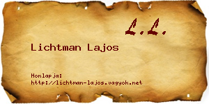 Lichtman Lajos névjegykártya